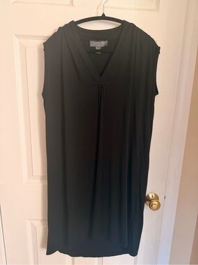 Black V-Neck Midi Dress — Sleeveless Elegant Staple